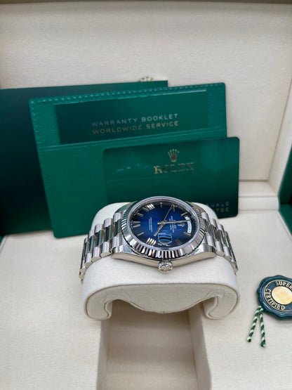 Day-Date 40 Blue Ombré Roman White Gold President