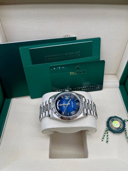 Day-Date 40 Blue Ombré Roman White Gold President