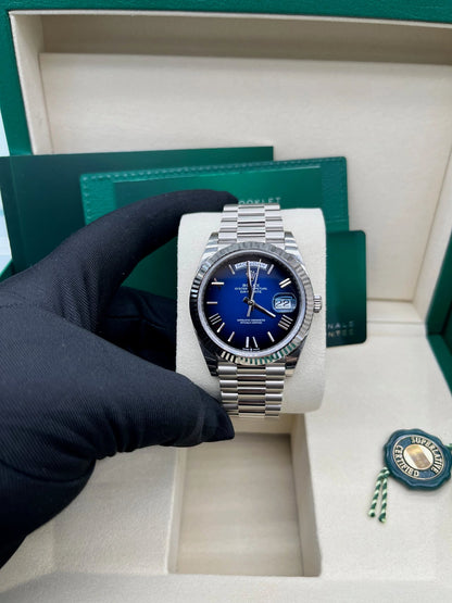 Day-Date 40 Blue Ombré Roman White Gold President