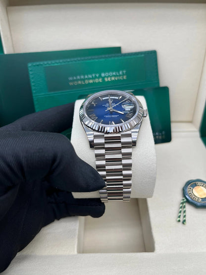 Day-Date 40 Blue Ombré Roman White Gold President