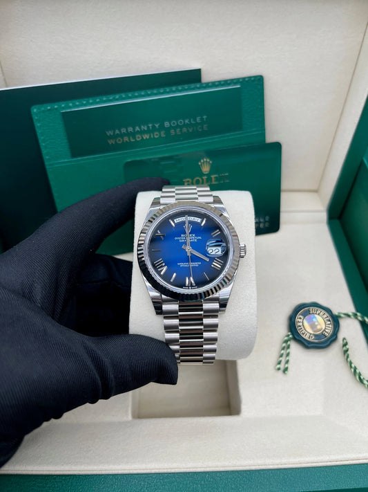 Day-Date 40 Blue Ombré Roman White Gold President