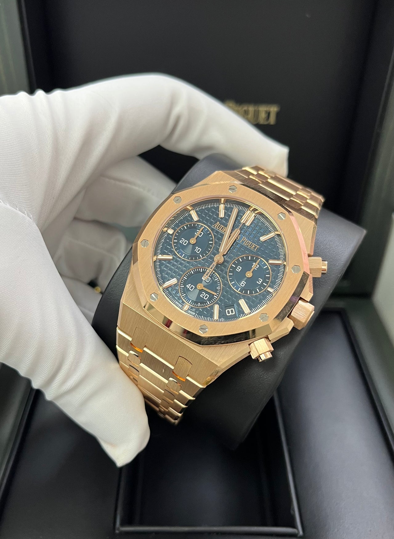 Royal Oak Chronograph 41 Rose Gold Blue Dial