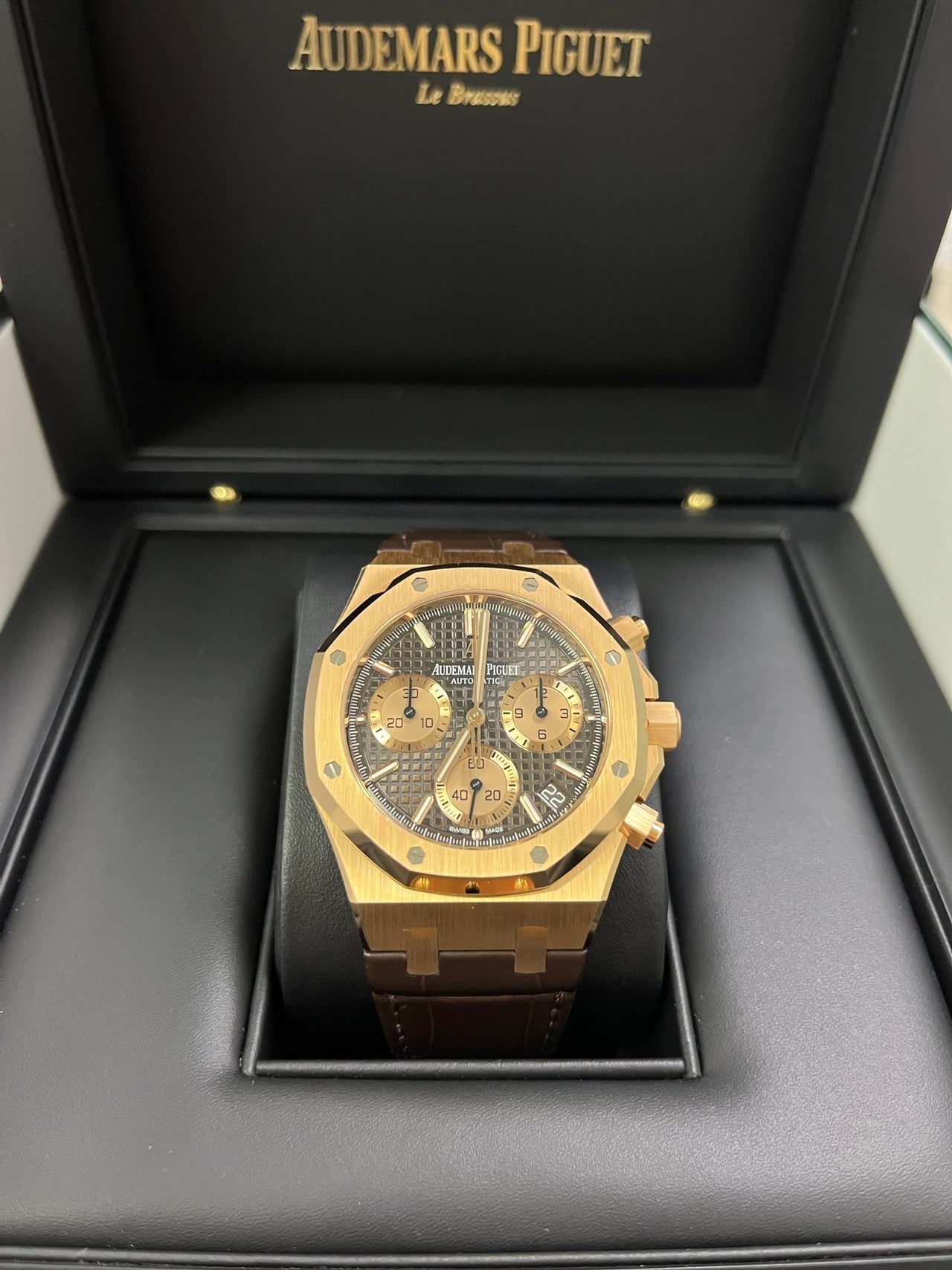 Royal Oak Chronograph 41 Rose Gold Brown Dial Strap