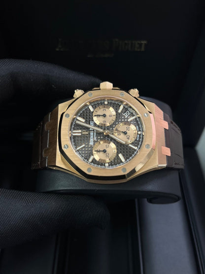 Royal Oak Chronograph 41 Rose Gold Brown Dial Strap