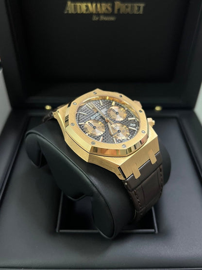 Royal Oak Chronograph 41 Rose Gold Brown Dial Strap