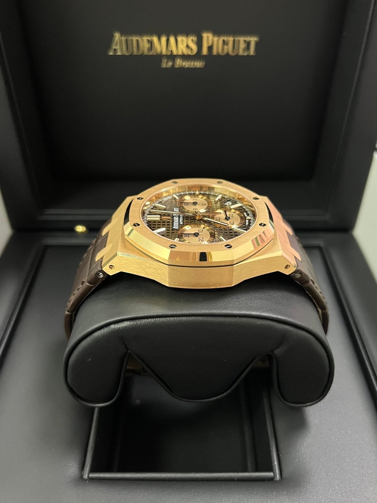Royal Oak Chronograph 41 Rose Gold Brown Dial Strap