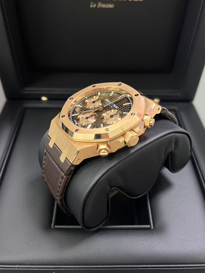 Royal Oak Chronograph 41 Rose Gold Brown Dial Strap