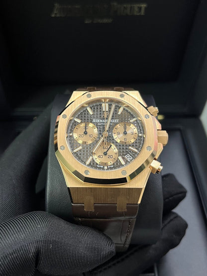 Royal Oak Chronograph 41 Rose Gold Brown Dial Strap