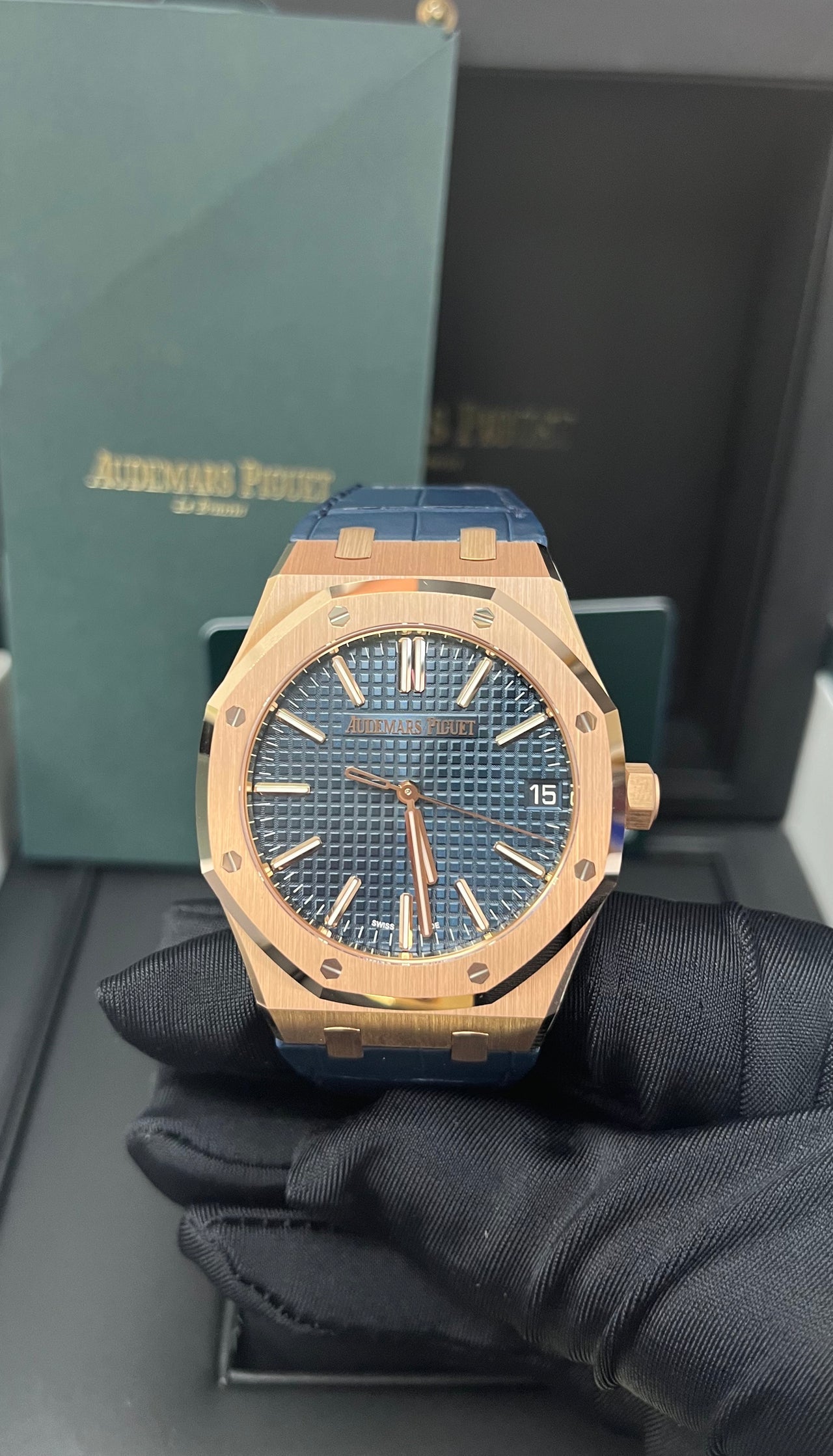 Royal Oak Selfwinding 41 '50th Anniversary' Rose Gold Blue Dial Strap