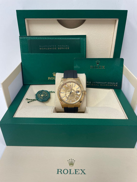 Sky-Dweller Yellow Gold Champagne Dial Oysterflex