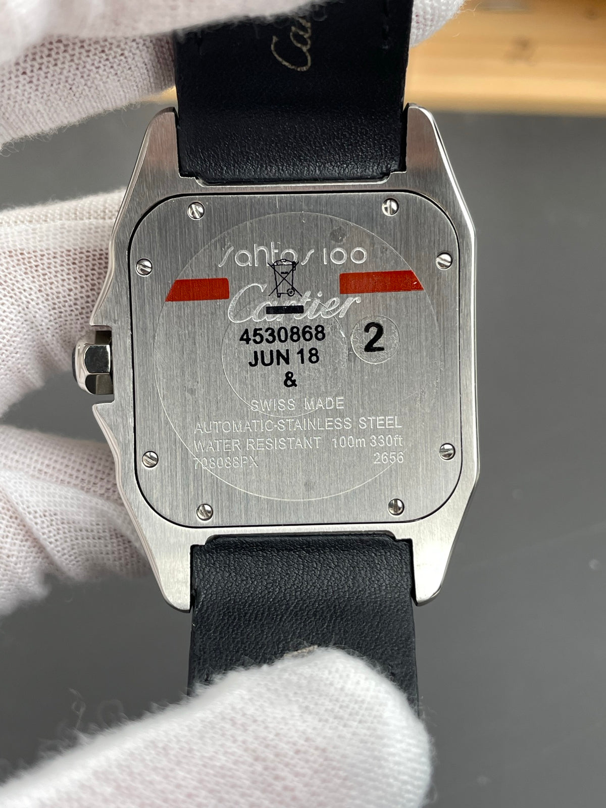 Santos 100 Steel White Dial