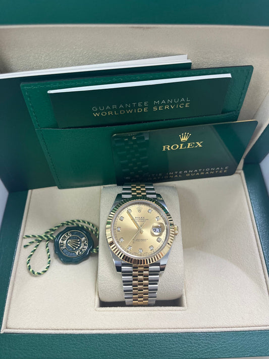 Datejust 41 Champagne Diamond Dial Yellow Gold Jubilee