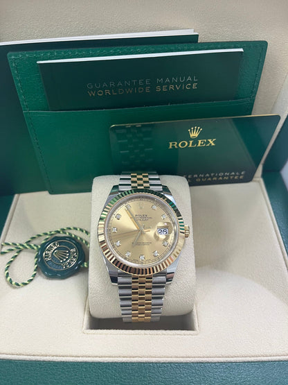 Datejust 41 Champagne Diamond Dial Yellow Gold Jubilee