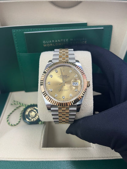 Datejust 41 Champagne Diamond Dial Yellow Gold Jubilee