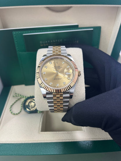 Datejust 41 Champagne Diamond Dial Yellow Gold Jubilee