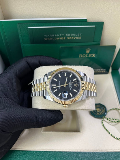Datejust 41 Black Dial Yellow Gold Jubilee