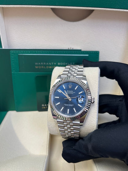 Datejust 41 Blue Dial White Gold Fluted Jubilee