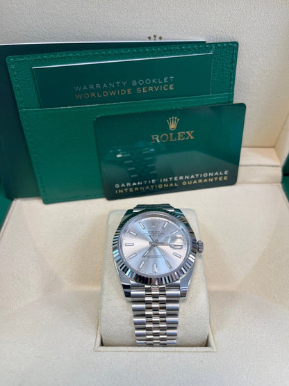 Datejust 41 Silver Dial White Gold Fluted Jubilee