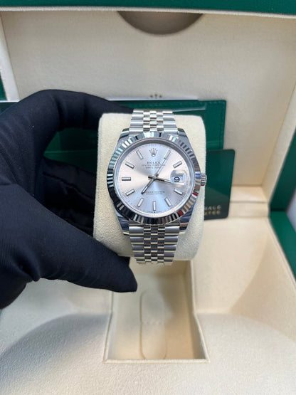 Datejust 41 Silver Dial White Gold Fluted Jubilee