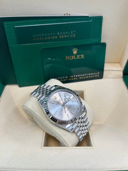 Datejust 41 Silver Dial White Gold Fluted Jubilee