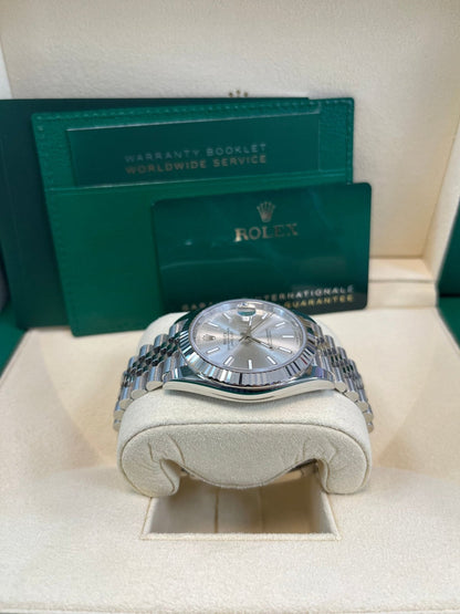 Datejust 41 Silver Dial White Gold Fluted Jubilee