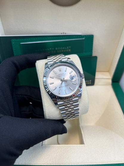 Datejust 41 Silver Dial White Gold Fluted Jubilee