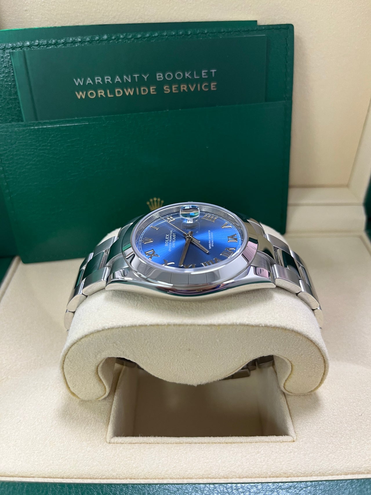 Datejust 41 Blue Roman Dial White Gold Fluted Oyster