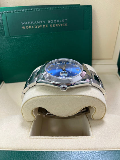 Datejust 41 Blue Roman Dial White Gold Fluted Oyster