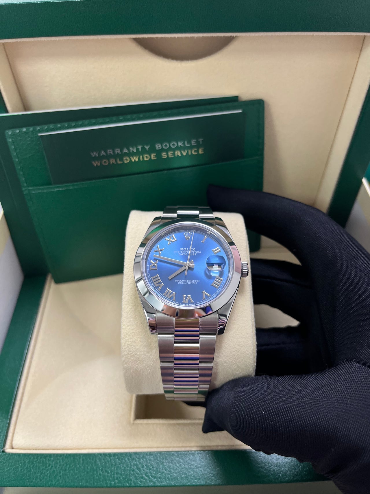 Datejust 41 Blue Roman Dial White Gold Fluted Oyster