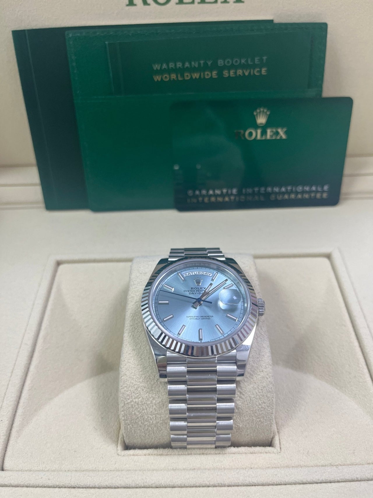 Day-Date 40 Ice Blue Platinum Fluted President