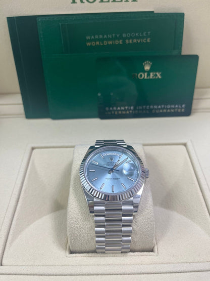 Day-Date 40 Ice Blue Platinum Fluted President
