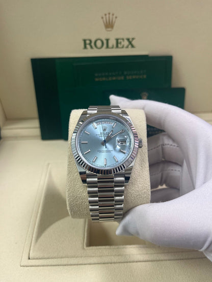 Day-Date 40 Ice Blue Platinum Fluted President