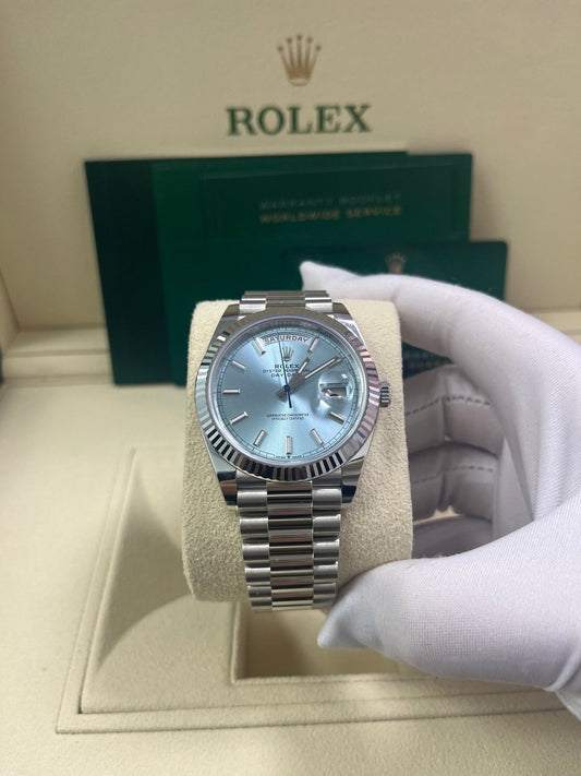 Day-Date 40 Ice Blue Platinum Fluted President
