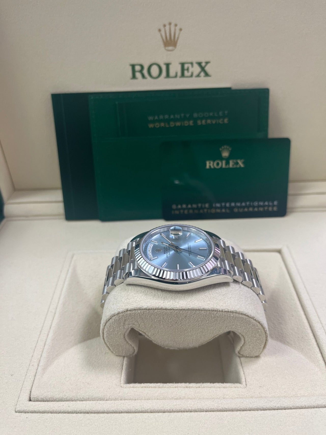 Day-Date 40 Ice Blue Platinum Fluted President