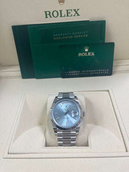 Day-Date 40 Ice Blue Platinum Fluted President