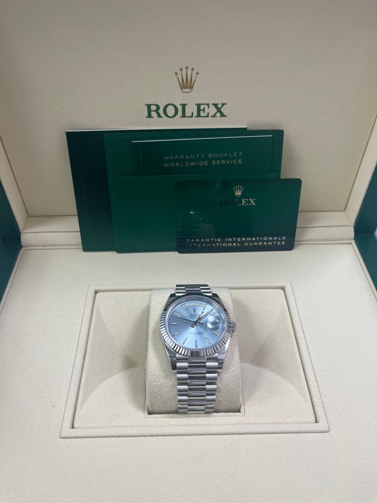 Day-Date 40 Ice Blue Platinum Fluted President