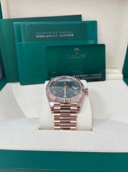 Day-Date 40 Olive Green Roman Everose President