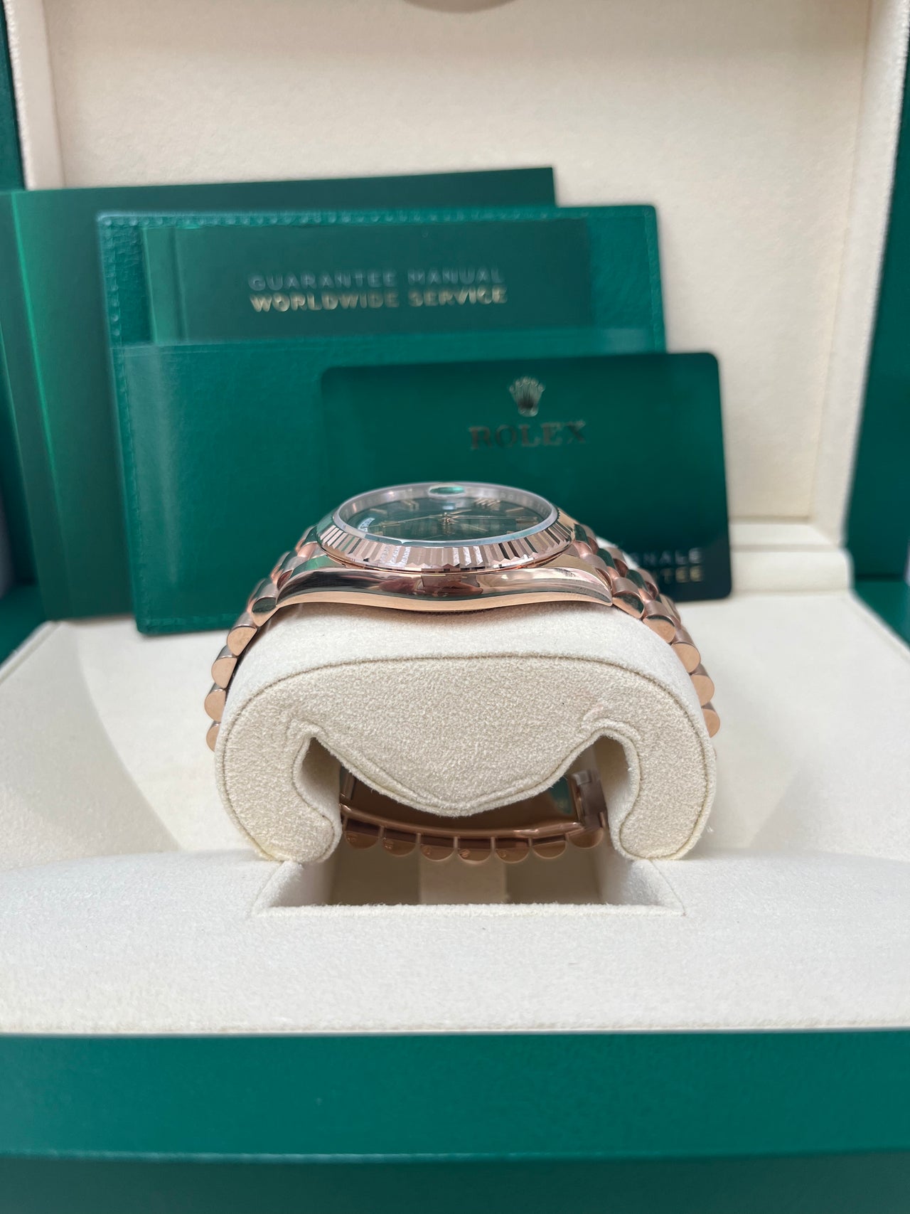 Day-Date 40 Olive Green Roman Everose President