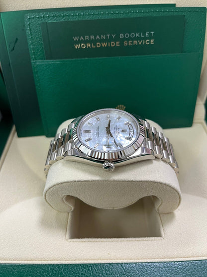 Day-Date 40 Mother of Pearl Baguette Diamond White Gold President