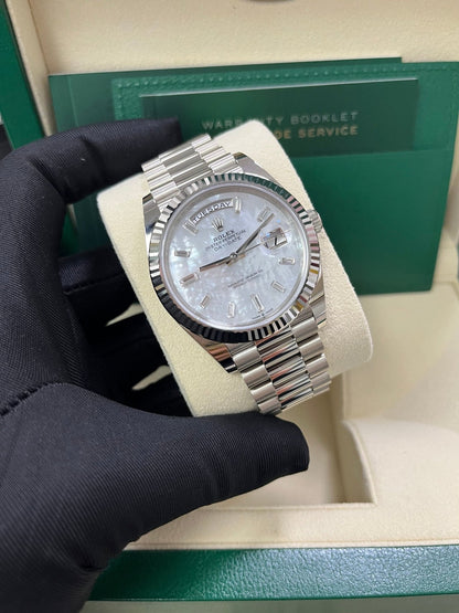 Day-Date 40 Mother of Pearl Baguette Diamond White Gold President