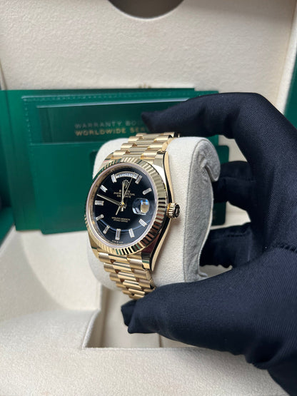 Day-Date 40 Black Baguette Diamond Yellow Gold President