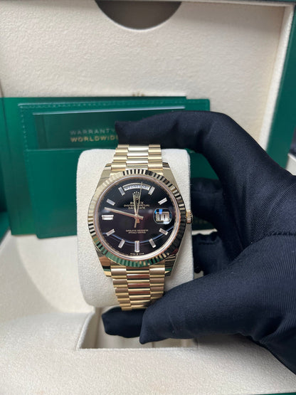 Day-Date 40 Black Baguette Diamond Yellow Gold President