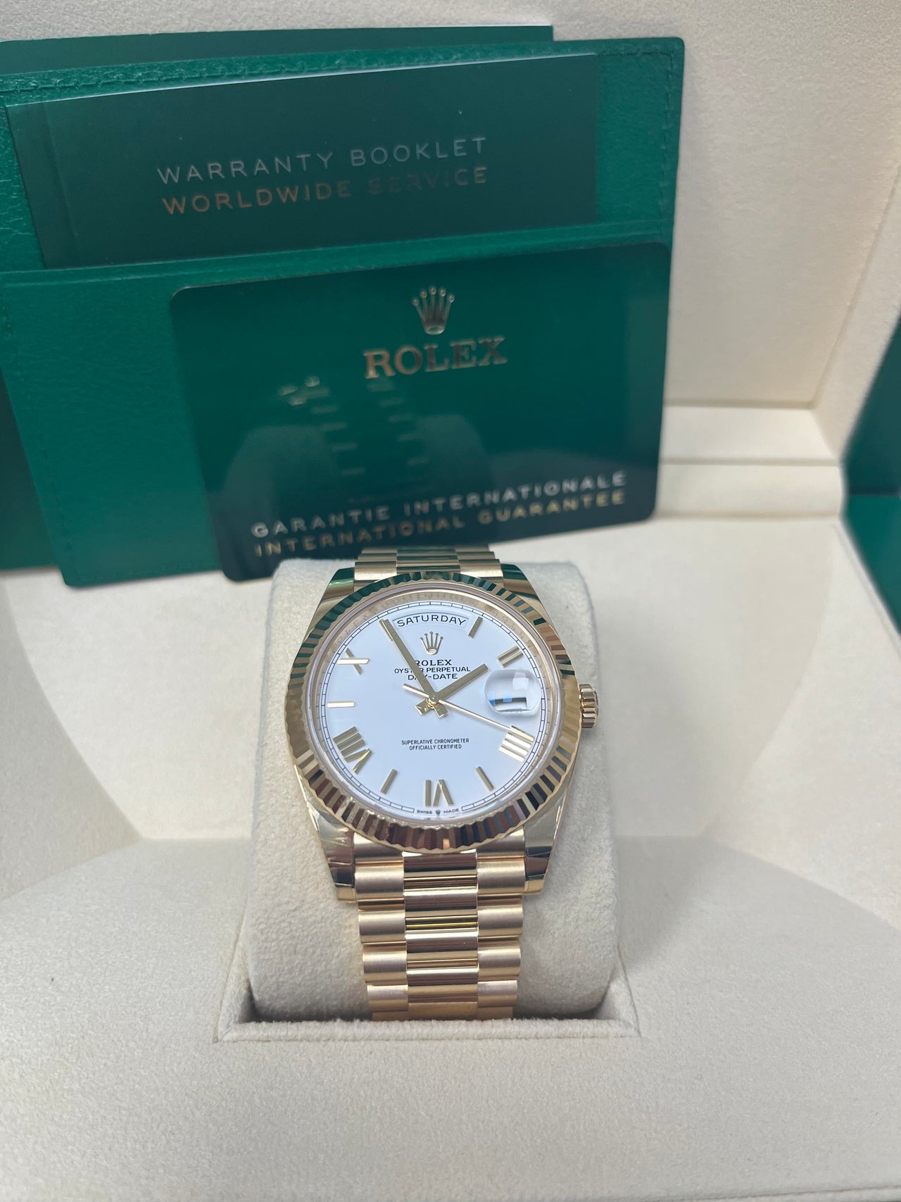Day-Date 40 White Roman Yellow Gold President