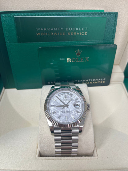 Day-Date 40 Meteorite Baguette Dial White Gold