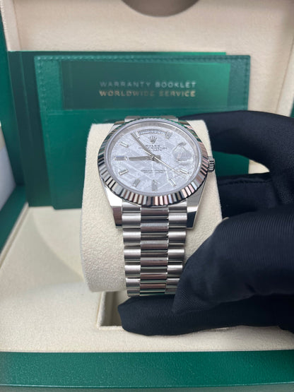 Day-Date 40 Meteorite Baguette Dial White Gold