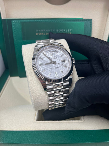 Day-Date 40 Meteorite Baguette Dial White Gold