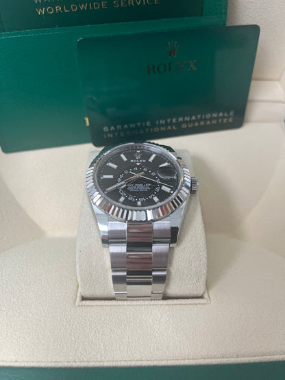 Sky-Dweller White Rolesor Black Dial Oyster