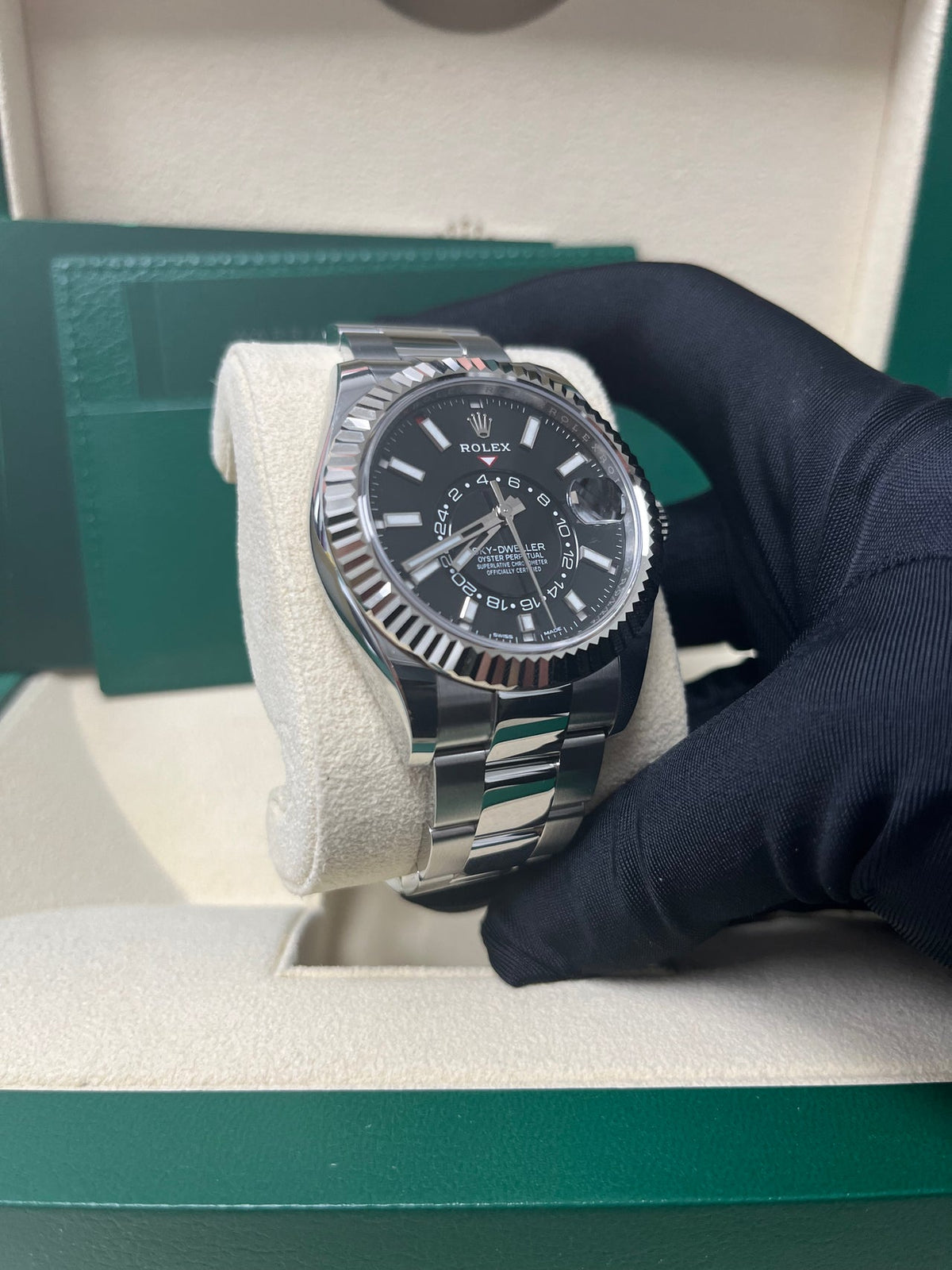 Sky-Dweller White Rolesor Black Dial Oyster