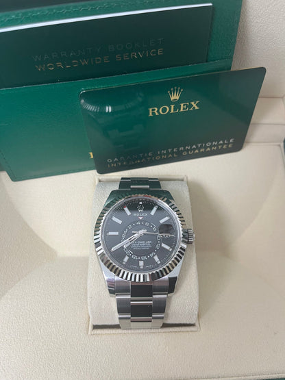 Sky-Dweller White Rolesor Black Dial Oyster