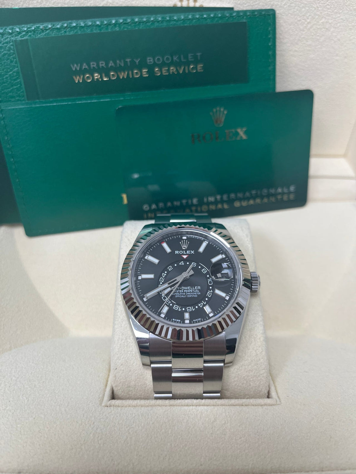 Sky-Dweller White Rolesor Black Dial Oyster
